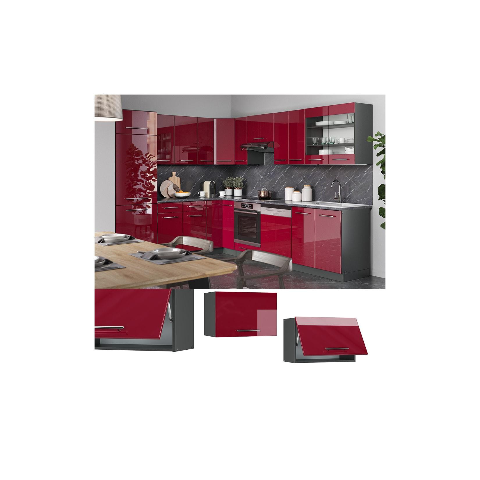 VICCO Hängeschrank 60cm (flach) Bordeaux Hochglanz Küchenschrank Dunstabzug Küchenzeile Fame-Line