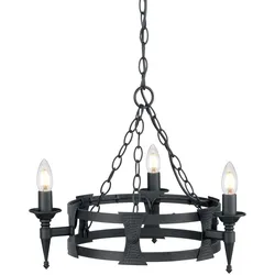 Kronleuchter Hängeleuchte D 52 cm Deckenlampe 3 Flammig Eisen Esszimmerleuchte
