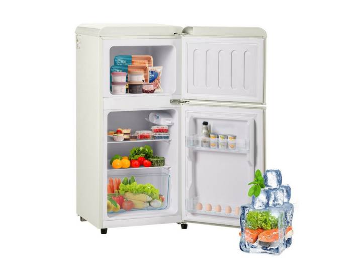 Merax Table Top Kühlschrank BCD-86, 87 cm hoch, 42 cm breit, Retro Gefrier/Kühl