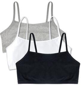 Plus Size Women's Bestform Spaghetti Strap Cotton Pullover Sports Bra 3-Pack - 5009036PP by Bestform in Grey White Black (Size 32)