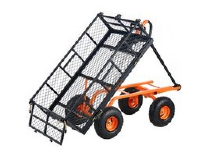 VEVOR Chariot à benne basculante, capacité de charge 181 kg, chariot de jardin en métal robuste avec cadre facile à assembler, poignée convertible 2 en 1, roues 255 mm, chariot utilitaire pour pelouse