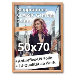 Klapprahmen Holzoptik B2 50x70cm 25mm Wechselrahmen Plakatrahmen Alu Klapprahmen 50 x 70 Holz