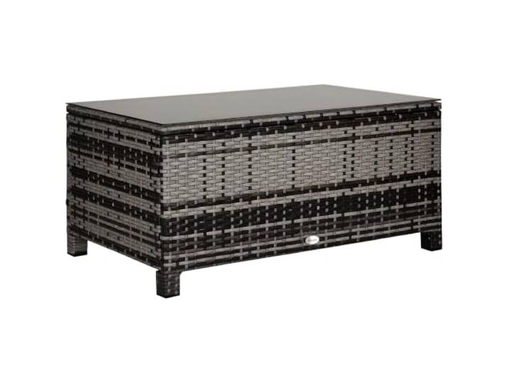 Outsunny Garten Beistelltisch Couchtisch Gartentisch Balkontisch Polyrattan Grau 85 x 50 x 39 cm