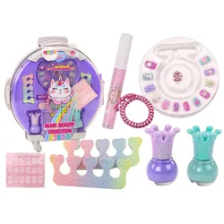 Kosmetikset im Nagel-Make-up-Koffer Lila Koffer 9-tlg.