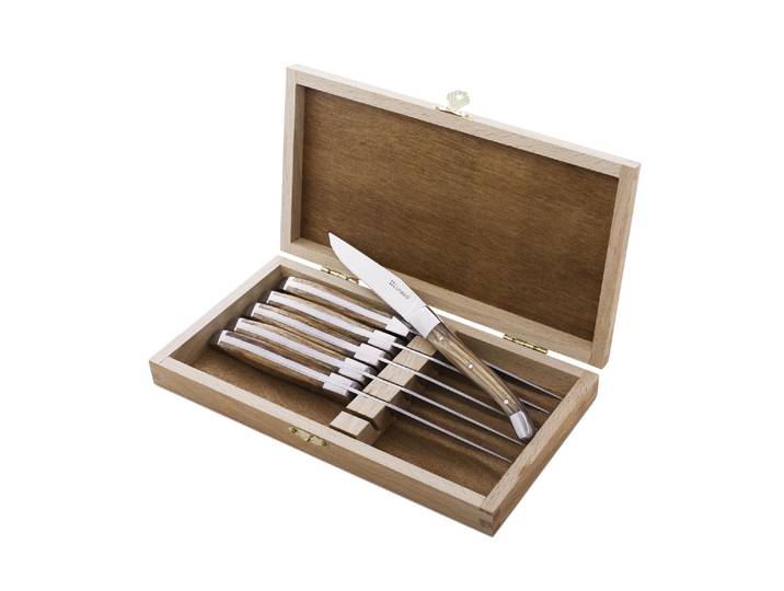 Steakmesser SOLA Basic Country , braun (hellbraun), 6 Stk., Stahl, Essmesser, Steakmesser, Holzart: Zebrano (Nigeria)