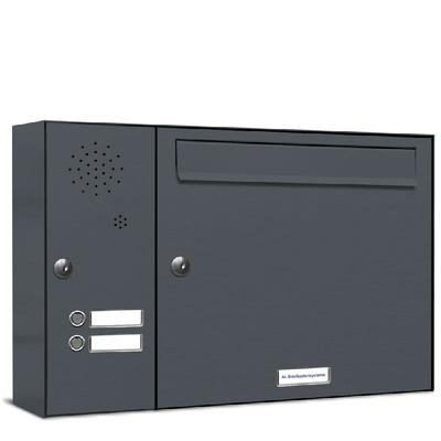 AL Briefkastensysteme 1 Fach Premium Wand Briefkasten Anlage A4, in RAL 7016 Anthrazit Grau, robust, wetterfest, Artikelnummer: 331P1EA1K2SLP7016
