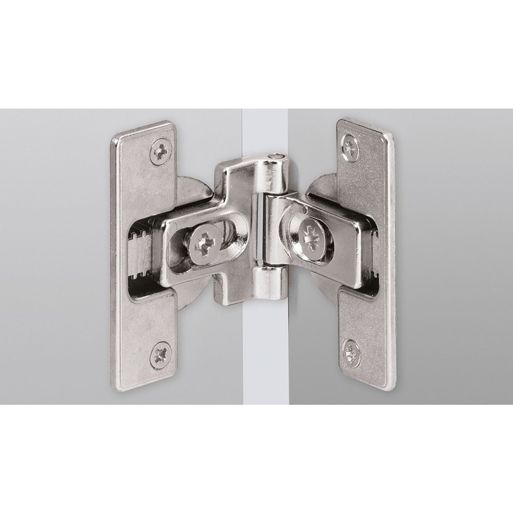Hettich Möbel-Mittelscharnier, TS 15mm, 180°, T22, Zinkdruckguss, silber, vernickelt 46787