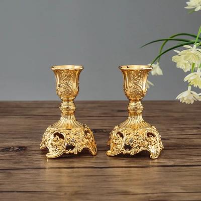 Inspired Living 2 Pack Gold Candle Holder Metal Taper Candle Stands For Wedding Table Centerpieces And Home Decor 2