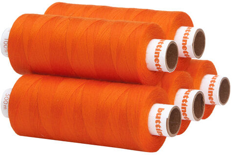 buttinette Universal-Nähgarn, Stärke: 100, 5er-Pack, orange