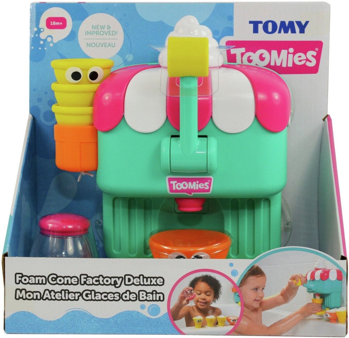TOMY Toomies Foam Cone Factory Deluxe Bath Bubble Machine for Babies - Makes Pretend Ice Cream Cones with Water and Bubble Bath - 18 Months and Over