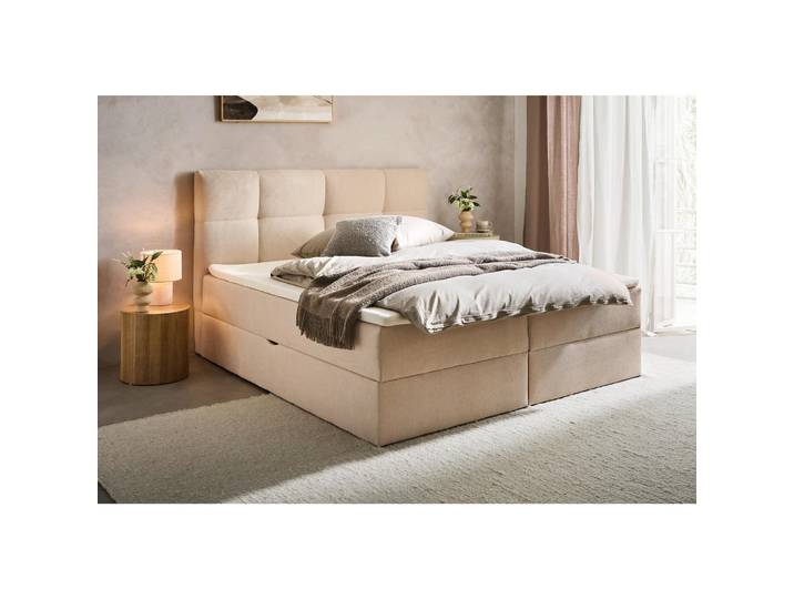 Boxxx Boxbett, Hellbraun, H3, Höhe ca. 25 cm, 140x200 cm, Bettkasten, gepolstertes Kopfteil, in verschiedenen Größen erhältlich, Matratze geteilt, Schlafzimmer, Betten, Boxspringbetten