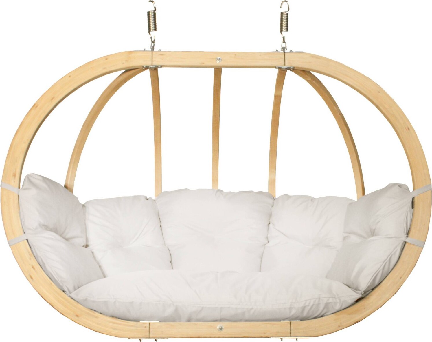 KONSIMO Hölzerner Hängesessel für zwei Personen "CALLISTO", beige, Hölz, Modern Design, 175x120x82 cm