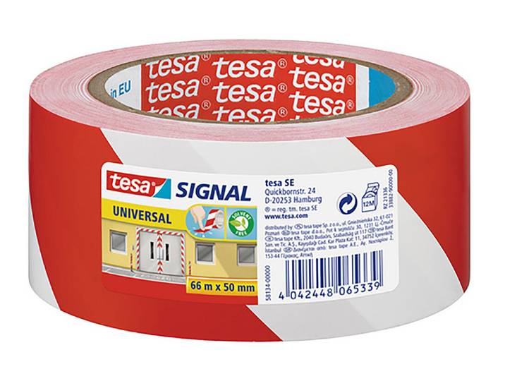Tesa Signal Markierungsband Rot-Weiss 66m x 50mm