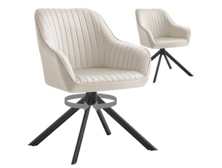 SONGMICS 2er Set Esszimmerstühle, Drehbar, mit Armlehnen, Samt Polsterstuhl, Schminktisch Sessel, Cappuccinobeige, für Esszimmer, TYRA Kollektion