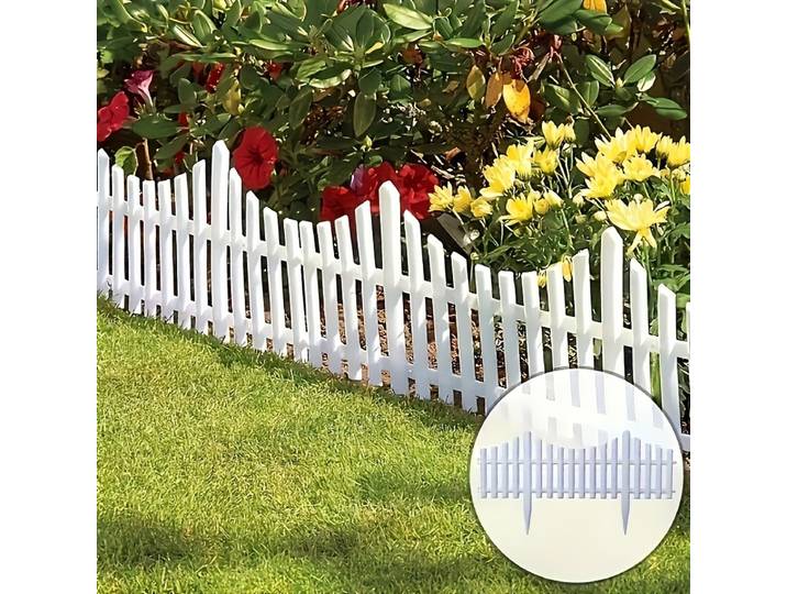 Clôture de jardin en plastique blanc, 20 pièces, Durable, résistant aux intempéries, bordure de parterre de fleurs de pelouse, assemblage facile, piquets de paysage extérieur, décor de cour