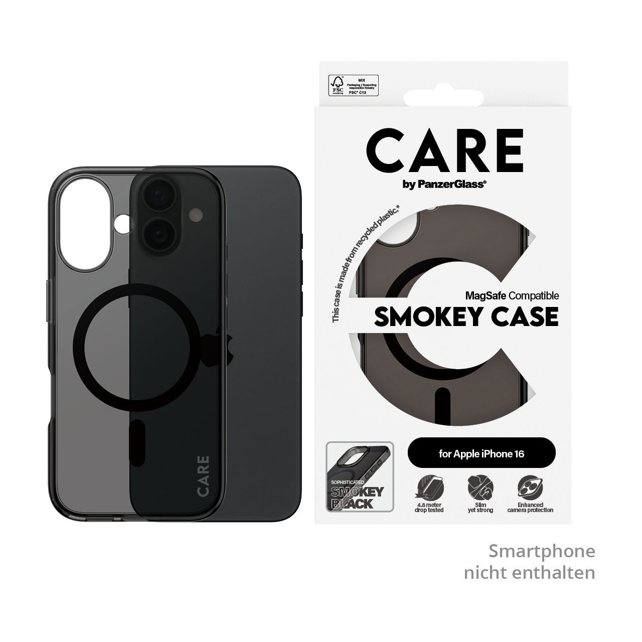 PanzerGlass CARE Flagship Case Urban Combat MagSafe iPhone 16 smokey/ black