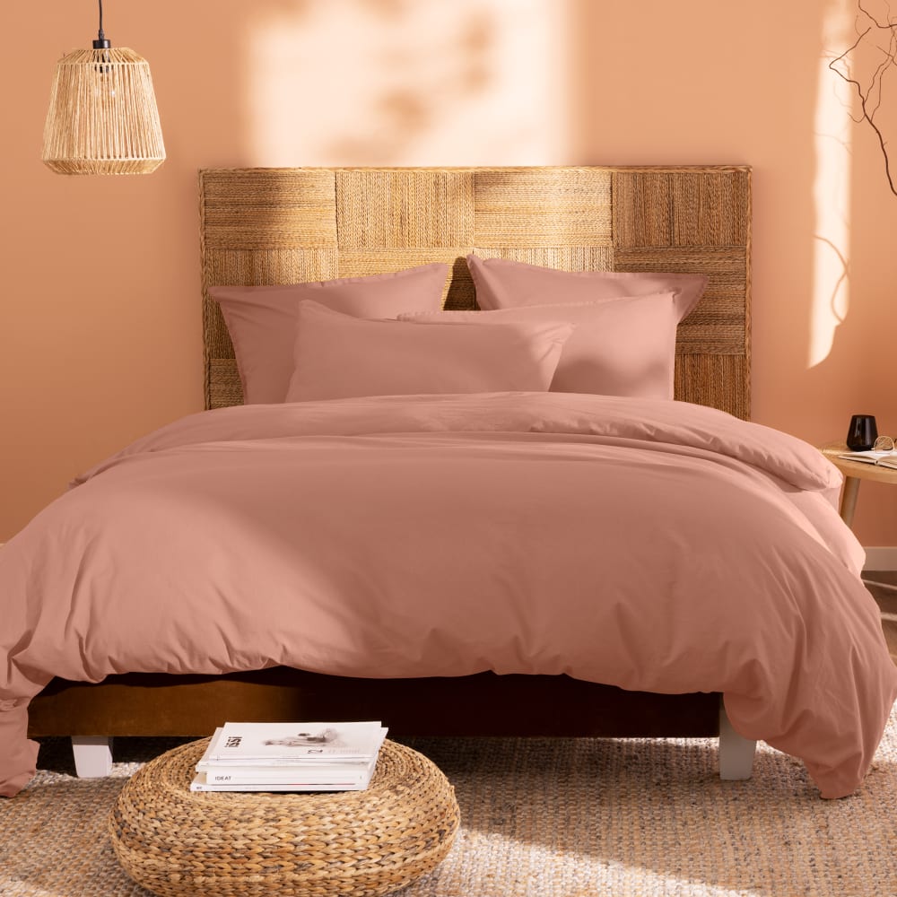 Matt & Rose Parure de lit en coton lavé taies volant nude 240x220+2x65x65cm Rose 220x1x240cm
