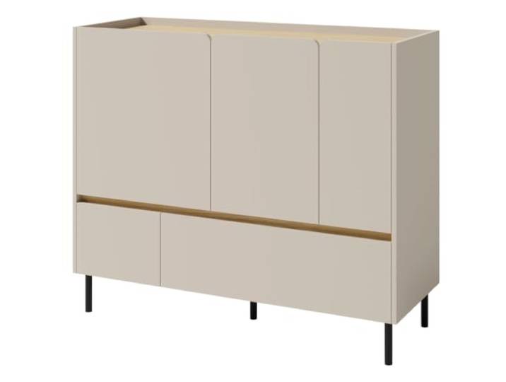 Kommode mit 2 Schubladen und 3 Türen, Beige Sand 2 Schubladen, 3 Türen, Stauraum, Wohnzimmermöbel