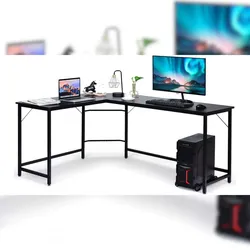 COSTWAY L-förmiger Computertisch, Eckschreibtisch, für PC & Büro, Schwarz