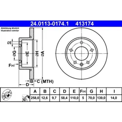 Bremsscheibe ATE 24.0113-0174.1 (2 Stk.) für Opel Omega A Caravan