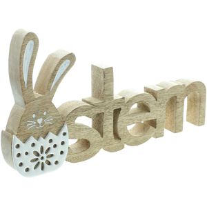 Frank-Flechtwaren Osterdeko 778099, Schriftzug Ostern, Aufsteller aus Holz, 28 x 15 cm