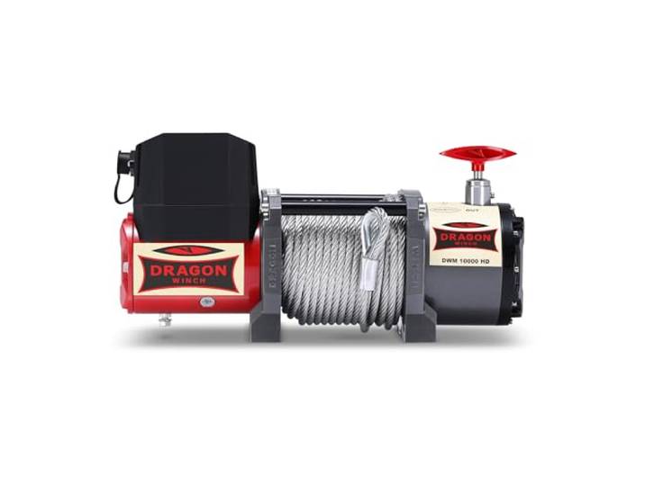 Dragon Winch Elektrische Seilwinde Maverick 12V I 10000 lbs / 4536 kg, mit Stahlseil 24m für Abschleppwagen, Kommunalfahrzeuge und Feuerwehrfahrzeuge mit kabelloser Fernbedienung + Winde Zubehör