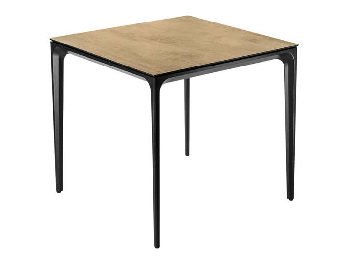 VEGA Outdoor-Tisch Linero quadratisch 80x80x72 cm (LxBxH); Platte eiche/natur, Gestell schwarz; quadratisch