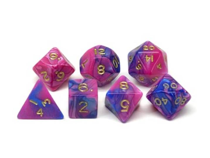 Dobbelstenen Toxic Paars/Blauw 7 ass zak