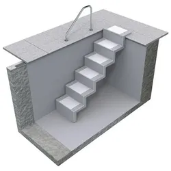 Treppe ELEGANZ 60 Lang 5-stufig Randbefestigung für Universal-Einbau aus Polyester,Farbe: sand