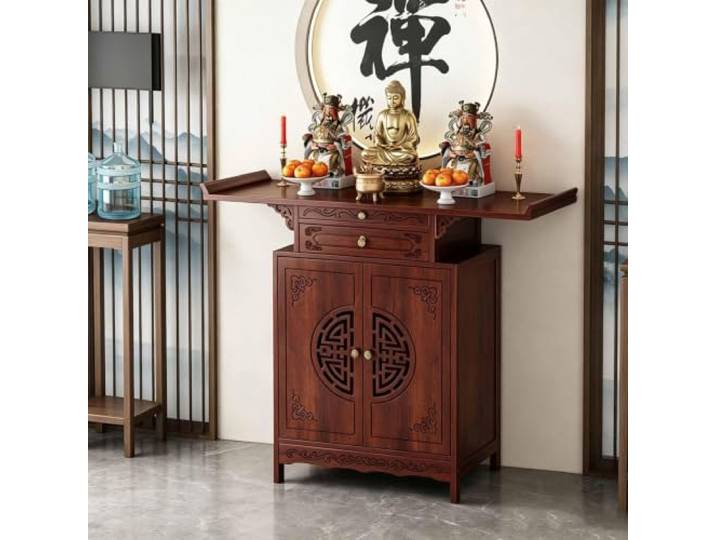 Altartisch Aus Bambus, Altartisch Zur Meditation, Chinesischer Altarschrank Puja-Tisch Für Zuhause, Buddhistisch, Schublade Und Regal, Für Gebete, Wahrsagerei Entspannun，Für Gebet Meditation Puja