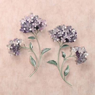T.i./New Metal Design Lavender Hydrangea Wall Sculptures Set of Two, Set of Two, Lavender
