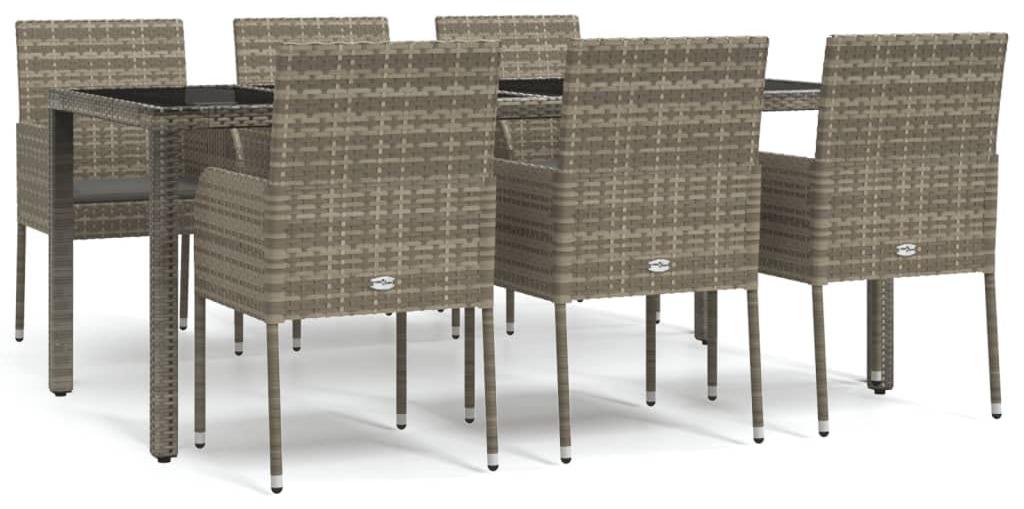 Gartenmöbel-Set aus Poly-Rattan - 7-teilig, Grau - 190 cm Länge