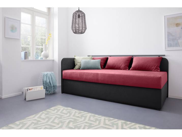 Polsterliege MAINTAL Diana , rot (rot, schwarz), B:93cm, Komplettbetten, Polsterliege