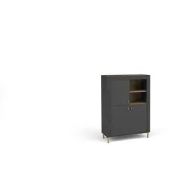 KOMMODE ZELOS 96,9/138,8/40cm mit 3 Türen Schwarz