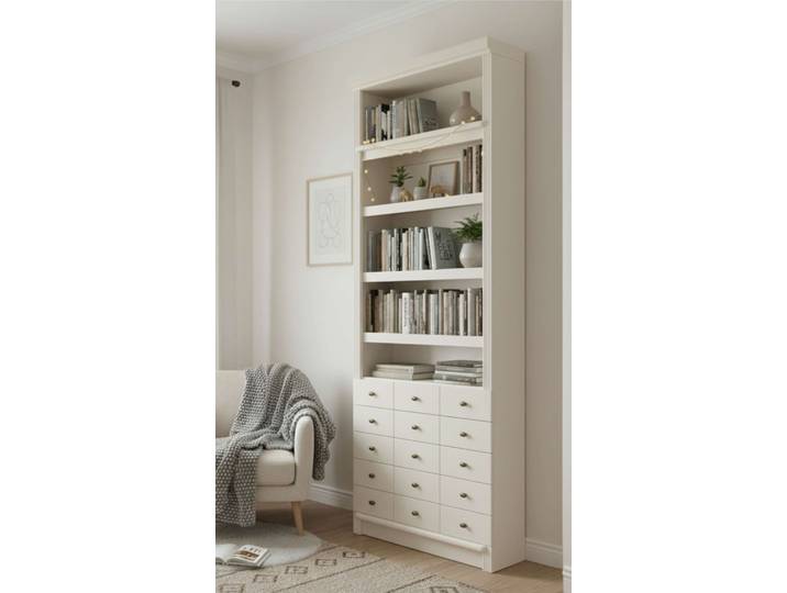 Home affaire Soeren Regal mit 5 breiten Schubkästen in geteilter Optik T/H: 80/29/220 cm, Kiefer FSC-zertifiziert, elegante Metallgriffe