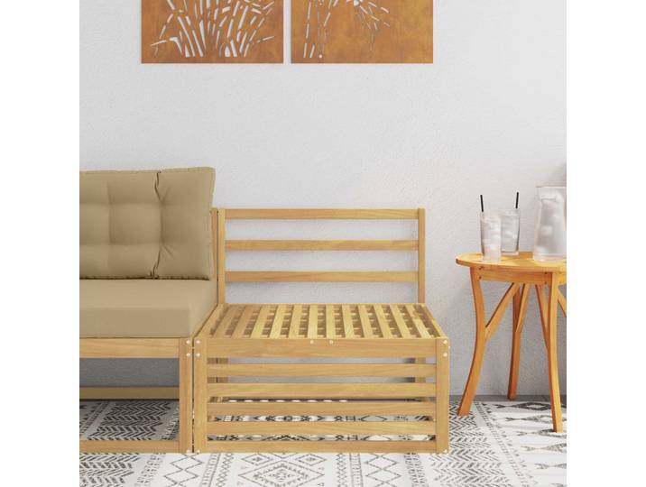 vidaXL Outdoor Mittelsofa Massivholz Akazie Weiß gewaschen