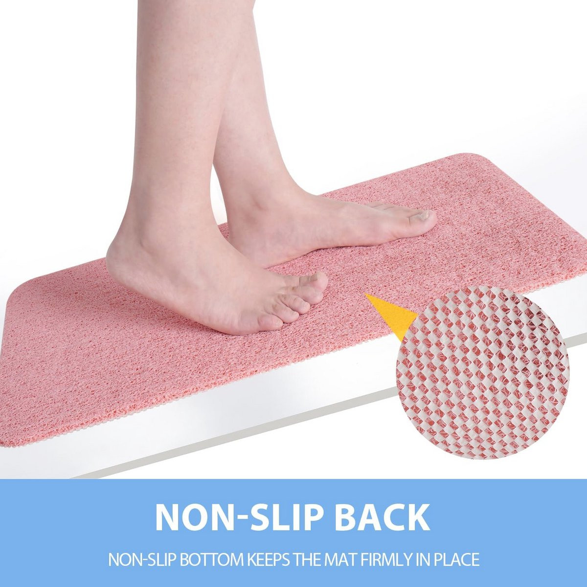 Antislip badmat - Sneldrogende douchemat voor badkamer en keuken - Roze - 61 x 41 cm