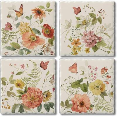 CounterArt "Nature's Blessings 4 Pack Multi-Image Absorbent Stone Coasters with Protective Cork Backing Manufactured in The USA 4"""