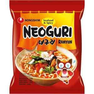 Nongshim Fertiggericht Neoguri Seafood & Spicy, scharfe, koreanische Nudelsuppe, je 120 g, 5 Stück