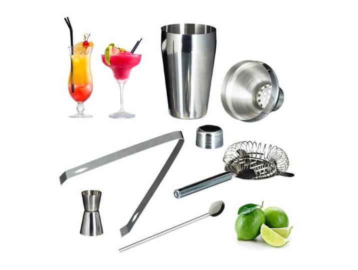 Relaxdays 4 x Cocktailset Edelstahl 5-teilig