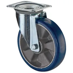 BS Rollen, Möbelrollen, Lenkrolle D.200mm Trgf.800kg Lenkrollen PU Platte L138xB109mm Farbe Rl.blau