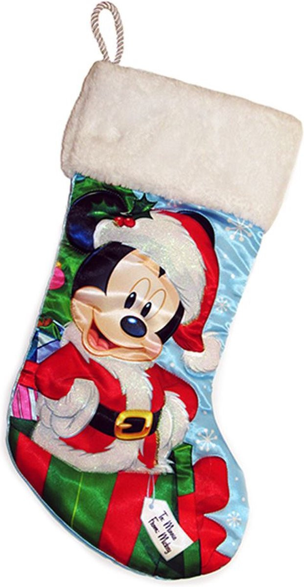 Kurt S. Adler Disney Mickey Mouse Kerstsok met kerstboom en pluche rand