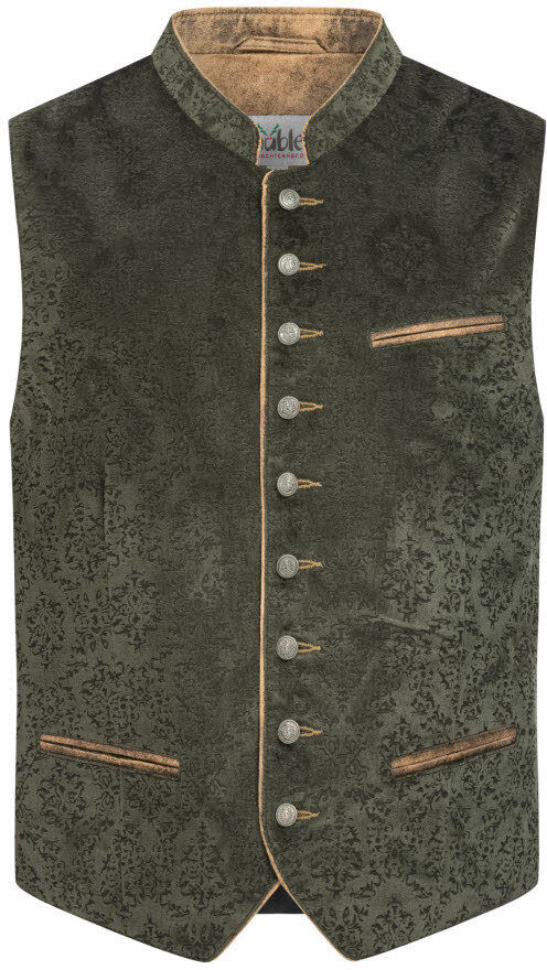 Trachtenweste NÜBLER "Trachtenweste Kilian", Herren, Gr. 46, grün (oliv), Obermaterial: 100% Polyester PES. 100% Polyester PES., Westen Trachtenweste