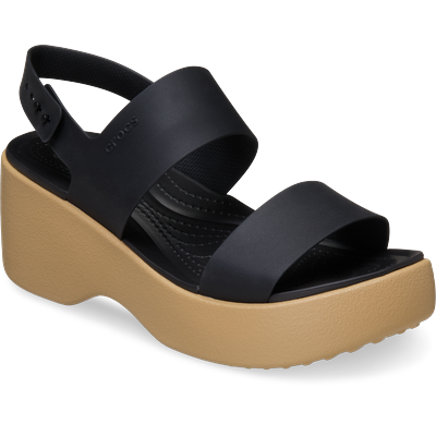Plateausandale CROCS "Brooklyn Sky Sandal", Damen, Gr. 42, Croslite™, schwarz (schwarz, schwarz, cashew), Schuhe, Sandalette, Sommerschuh mit Riemenverschluss