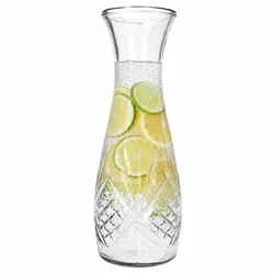 Valto 1L Karaffe Glas klar Relief Wasser Saft Wein Eistee Krug Milch Frühstück