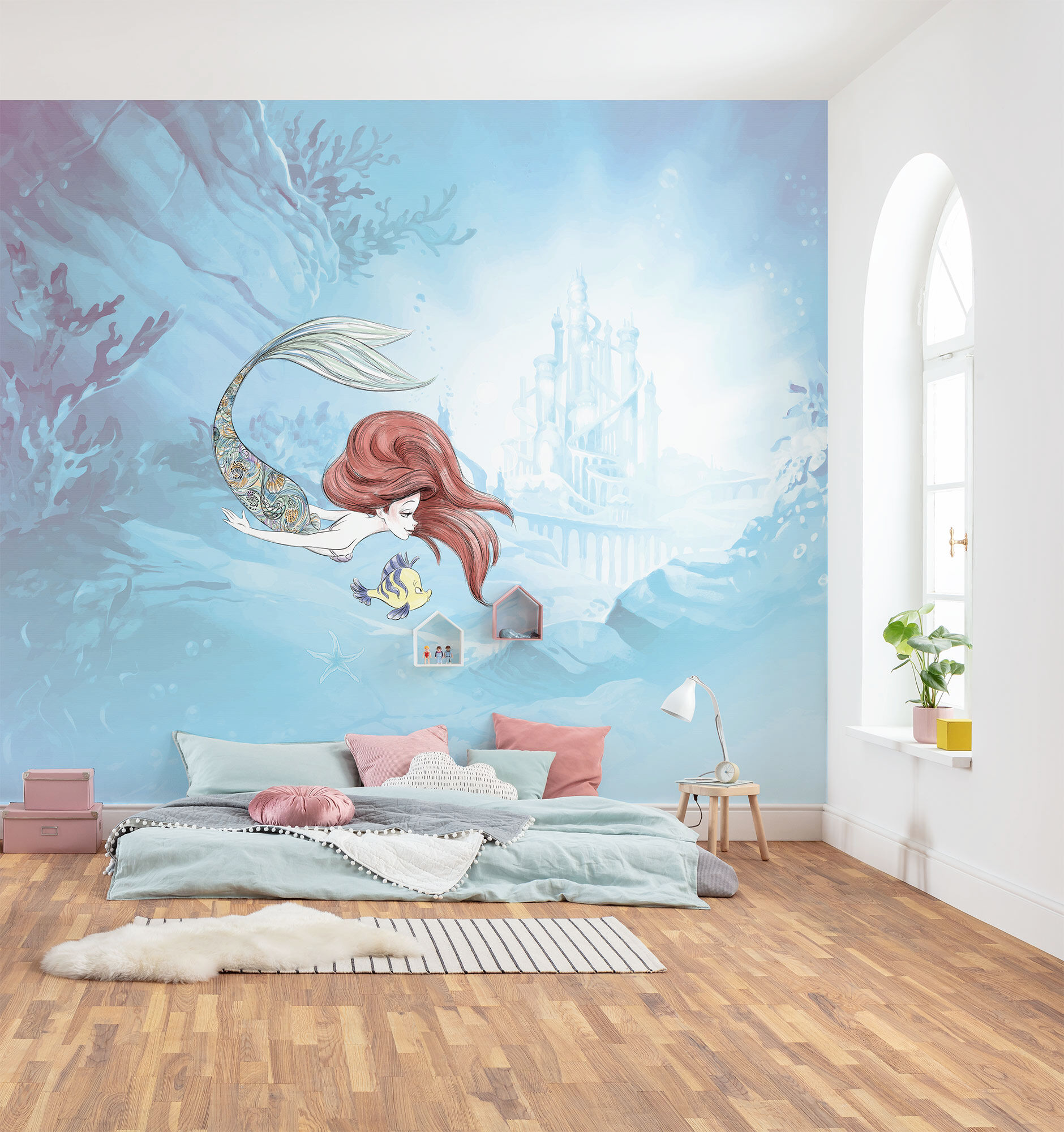 Fototapete KOMAR "Ariel Under the Sea", blau, B:300m H:250m, Vlies, Tapeten, Fototapete blau B/L: 300m, Rollen: 1
