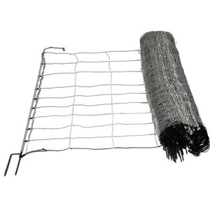 Horizont Weidezaunnetz turbomax extra 15221, Schafnetz, 105 cm x 50 m, weiß/schwarz, elektrifizierbar, Doppelspitze