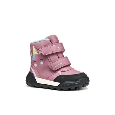 Winterboots GEOX "B TREKKYUP GIRL B AB", Mädchen, Gr. 22, wärmend, rosa, Synthetik, Textil, Schuhe Winterboots, Winterstiefel mit Warmfutter, Größenschablone zum Download