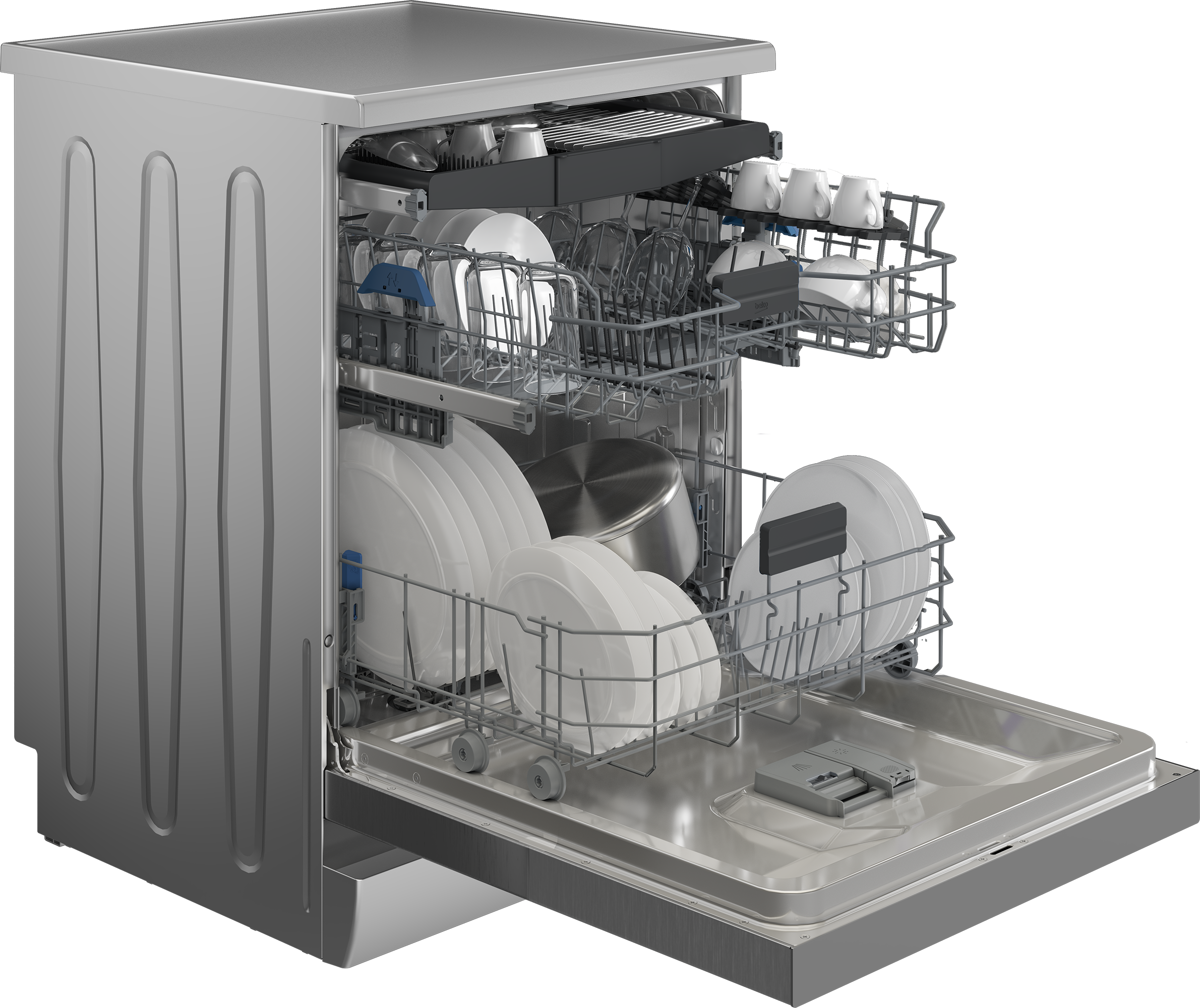 BEKO Standgeschirrspüler "BDFN16R46XW", Energieeffizienz: A (A-G), silber (edelstahl), B:59,8cm H:85cm T:60cm, Geschirrspüler, SelfDry – Automatische Türöffnung zum komfortablen Trocknen