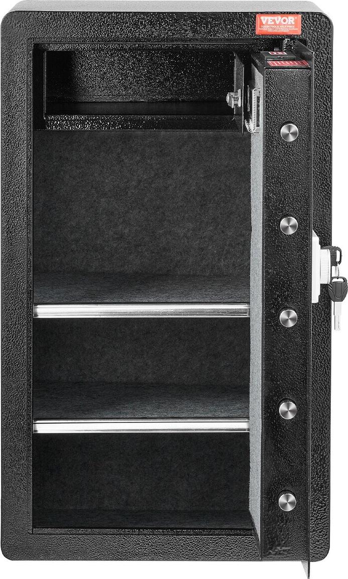 Single Door 4.0 cu.ft Safe Box with Key Lock & Password Cabinet Black